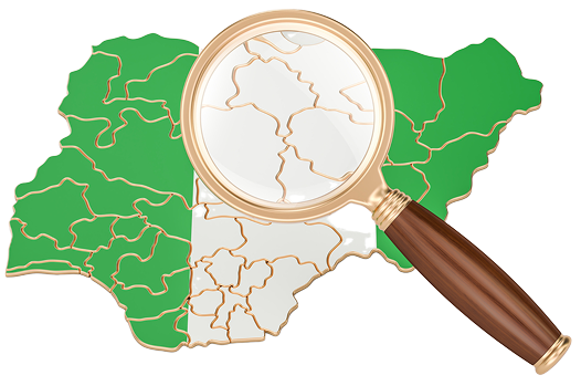 Nigeria Map with Magnifying Glass
