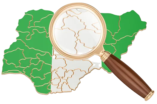Nigeria Map with Magnifying Glass